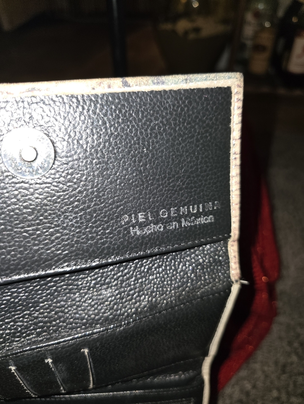 Religious Print Foldover Wallet in Muted Tones In Preloved Condition - Picture 7 of 8